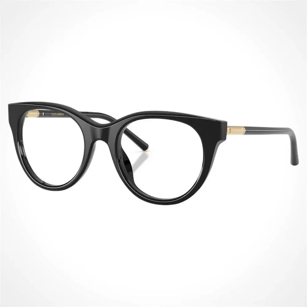 New Dolce&Gabbana Eyeglasses Black Phantos Gold Metal Logo 53-21 Glasses Frames